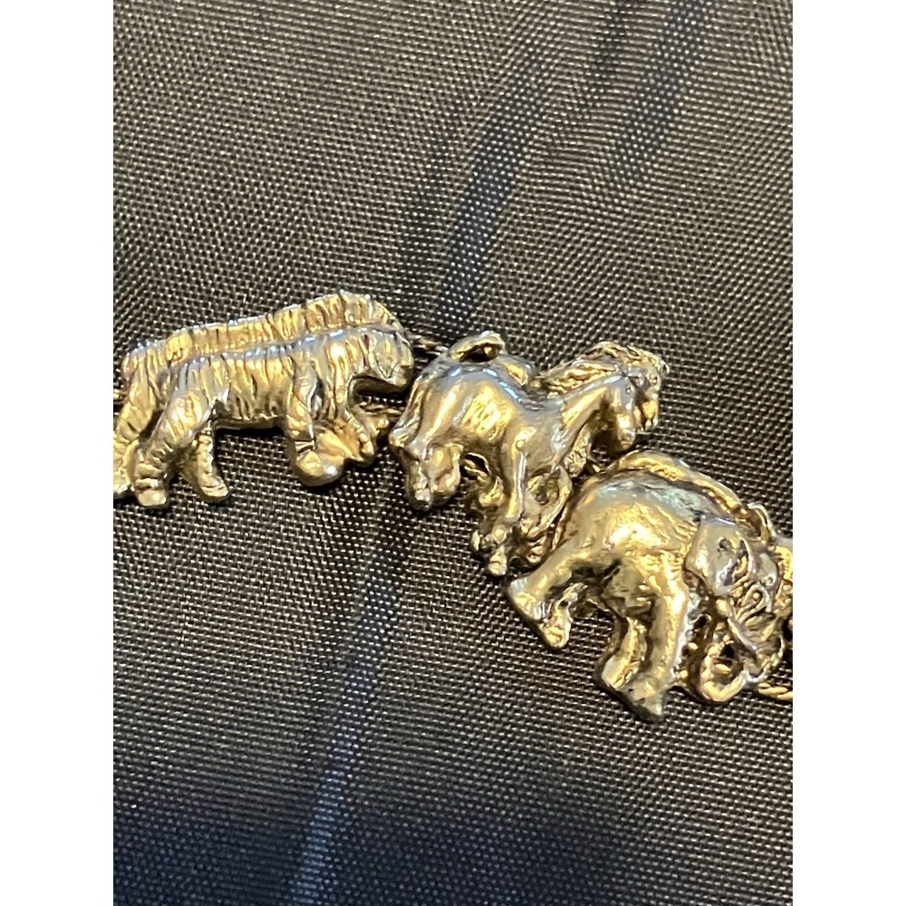 Vintage Gold-Toned Metal  Linked Tova Noah's Ark Bracelet Charm Animals 8 inch - Picture 3 of 7
